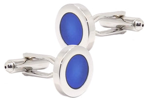 Executive Blue Round Enamel Design Mens Gift Cuff links by CUFFLINKS DIRECT