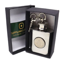 1965 Silver Key Chain Sixpence hip flask Birthday 54 Years Gift by CUFFLINKS DIRECT