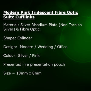 Modern Pink Iridescent Fibre Optic Suit Cufflinks