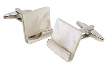 Modern Square White Mother of Pearl mens gift wedding cufflinks CUFFLINKS DIRECT