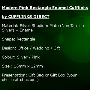 Modern Pink Rectangle Enamel Cufflinks   by CUFFLINKS.DIRECT