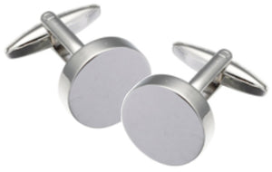 Simple Plain Round Brushed Silver Mens Gift Cuff Links  By CUFFLINKS DIRECT