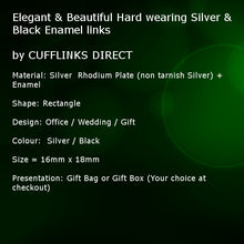 Elegant & Beautiful Hard wearing Silver & Black Enamel links by CUFFLINKS DIRECT