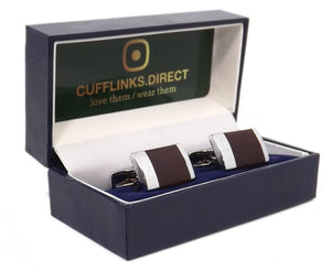 Mahogany Red Enamel & Silver Mens Gift Office Cuff Links by CUFFLINKS DIRECT in Gift Box