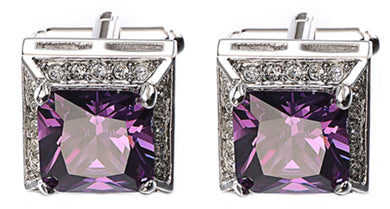 Amethyst Purple Swarovski Crystal Gem Mens Gift Cuff links by CUFFLINKS DIRECT
