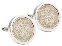 1954 Sixpence Coins Set in a Silver plate Mens 64 Years Cuff Links 