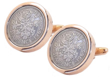 1965 Sixpence Coins Hand Set in a Rose Gold plate Setting Mens Gift Cuff Links by CUFFLINKS DIRECT