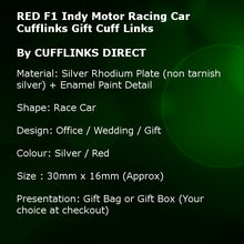 RED F1 Indy Motor Racing Car Cufflinks