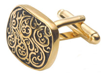Vintage Style Gold and Black Engraved Mens Gift Cuff Links by CUFFLINKS DIRECT