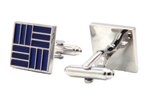 Blue Enamel and Silver Mens Office Birthday Gift Cuff links by CUFFLINKS DIRECT