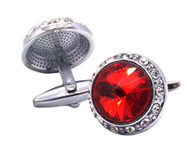 Large Cufflinks with Ruby Red Swarovski crystal mens gift by CUFFLINKS DIRECT