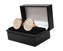 1964 Sixpence Coins Hand Set in a Rose Gold plate Setting Mens Gift Cuff Links by CUFFLINKS DIRECT