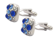Square Cufflinks with Sapphire Blue Swarovski crystals gift by CUFFLINKS DIRECT