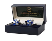 Square Cufflinks with Sapphire Blue Swarovski crystals gift by CUFFLINKS DIRECT