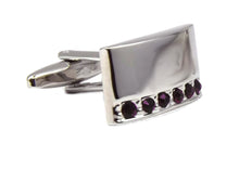 Deep Purple modern Austrian crystal Mens Gift cuff links by CUFFLINKS DIRECT