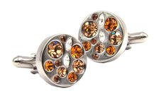 Orange and Amber modern Austrian crystal Mens Gift cuff links  by CUFFLINKS DIRECT