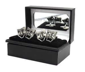 Happy and Sad, Theatre Masks in Pewter Mens Gift cuff links by CUFFLINKS DIRECT