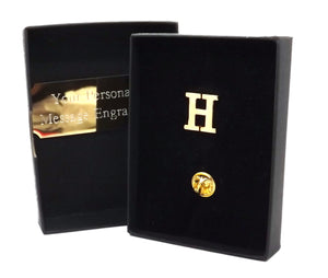 H Initial Gold Plate Brooch Label Pins Badge for Mens Suit Womens Shirt by CUFFLINKS DIRECT