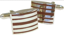 Bold Maroon Mulberry Striped Enamel and Silver Rhodium Plated Cufflinks
