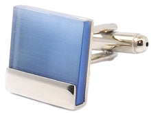 Modern Contemporary Blue Fibre Optic Square Mens Gift Cufflinks CUFFLINKS DIRECT