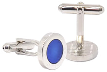 Executive Blue Round Enamel Design Mens Gift Cuff links by CUFFLINKS DIRECT
