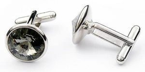 Stunning Black Diamond Swarovski Elements Circular Cufflinks Direct