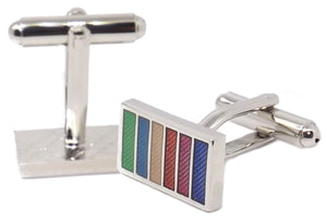 Small Rainbow Stripe Rectangle Enamel Mens Gift Cuff links by CUFFLINKS DIRECT