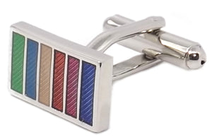 Small Rainbow Stripe Rectangle Enamel Mens Gift Cuff links by CUFFLINKS DIRECT