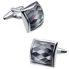 Mother of Pearl Diamond Mosaic Mens Wedding Gift cuff links by CUFFLINKS DIRECT