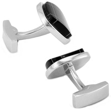 Quality Black Onyx with Silver Detail Square Mens Cuff links by CUFFLINKS DIRECT