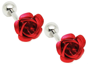 3D English Red Ruby Rose Wedding Cuff Links By CUFFLINKS.DIRECT