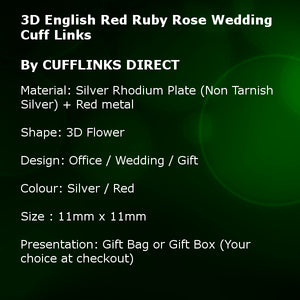 English Red Ruby Rose Rugby Wedding gift Cuff Links   By CUFFLINKS.DIRECT