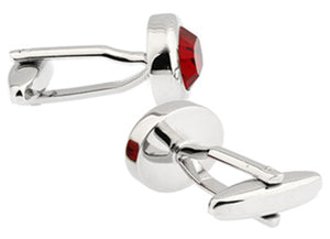 Stunning Hand Crafted Small Red Crystal and Silver Cuff links by CUFFLINKS DIRECT