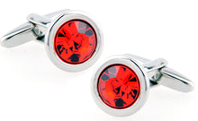 Stunning Hand Crafted Small Red Crystal and Silver Cuff links by CUFFLINKS DIRECT