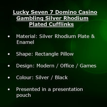 Lucky Seven 7 Domino Casino Gambling Silver Rhodium Cufflink By CUFFLINKS DIRECT