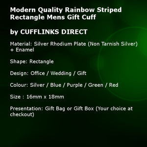 Modern Quality Rainbow Striped Rectangle Mens Gift Cuff links - CUFFLINKS.DIRECT