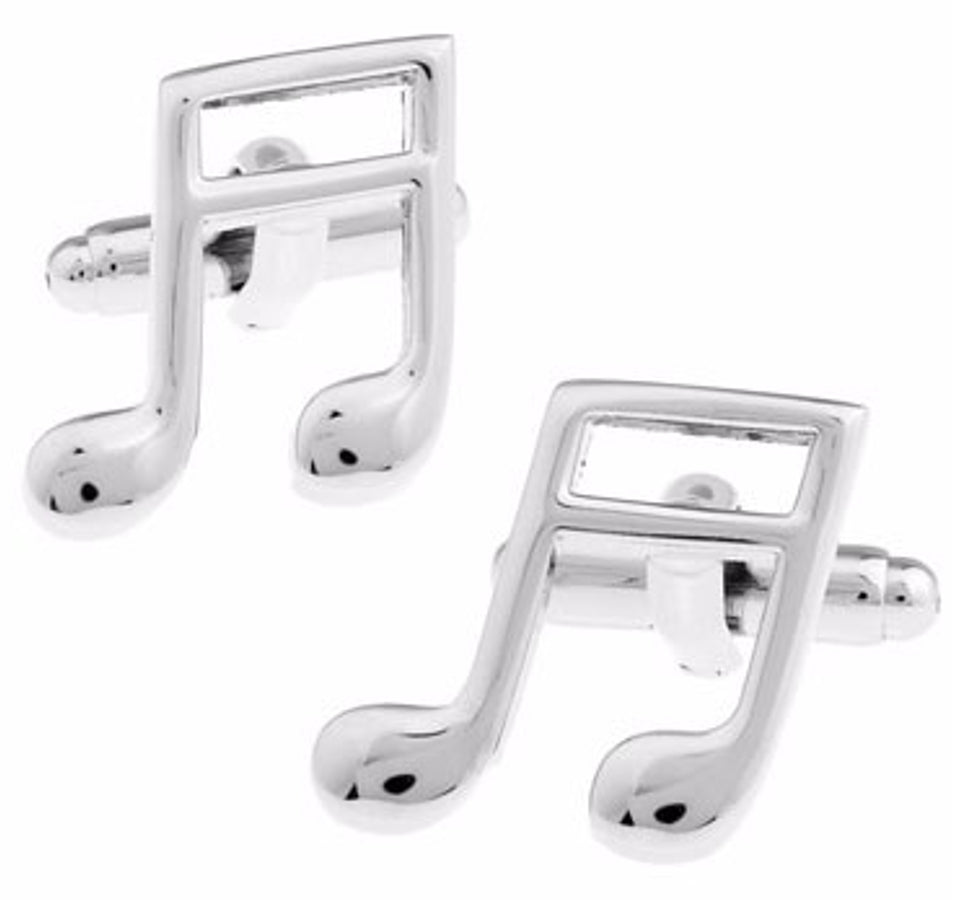 Silver Sheet Music Quaver Note Design Mens Gift Cuff links by CUFFLINKS DIRECT