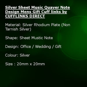 Silver Sheet Music Quaver Note Design Mens Gift Cuff links by CUFFLINKS DIRECT