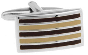 Classical Traditional Brown Stripe Mens Gift Office Cuff Links by CUFFLINKS DIRECT