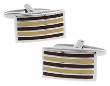 Classical Traditional Brown Stripe Mens Gift Office Cuff Links by CUFFLINKS DIRECT