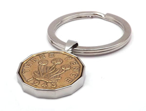 1943 Thrupenny Bit Coin Custom & Personalised Keychain | Birth Year Gift | Mens Gift | 80 Birthday gift | 80 years by CUFFLINKS DIRECT
