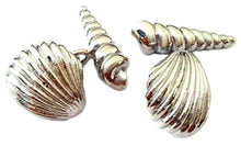 Silver 3D Beach Sea Shell chain Link Mens Gift Cufflinks by CUFFLINKS DIRECT