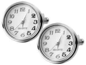 Silver and White fully functioning watch clock gift Cuff links  CUFFLINKS DIRECT