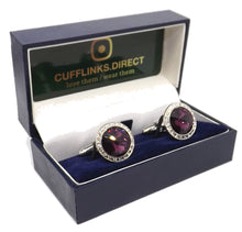 Amethyst Purple Circular Diamond Swarovski Elements Cufflinks Mens Wedding Gift Cuff links Cufflinks
