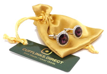 Amethyst Purple Circular Diamond Swarovski Elements Cufflinks Mens Wedding Gift Cuff links Cufflinks