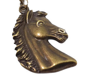 Horse Pony head Key Ring Chain Gift in Antique Bronze effect  - CUFFLINKS DIRECT