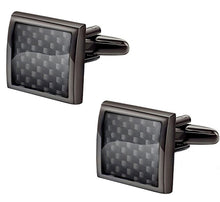 Black on Black Carbon Fibre Statement Gift Cuff Links by CUFFLINKS.DIRECT