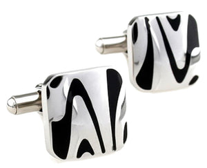 Unique Black Zebra Stripe Stainless Steel Mens Gift Cuff Links by CUFFLINKS DIRECT