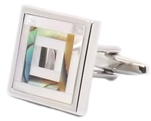 Abalone Mother of Pearl Mosaic Mens Wedding Gift cuff links - CUFFLINKS DIRECT