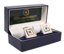 Abalone Mother of Pearl Mosaic Mens Wedding Gift cuff links - CUFFLINKS DIRECT with gift box